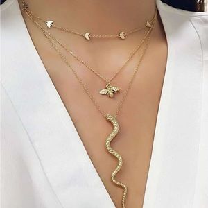 GOLD Snake Bee Layered Necklace